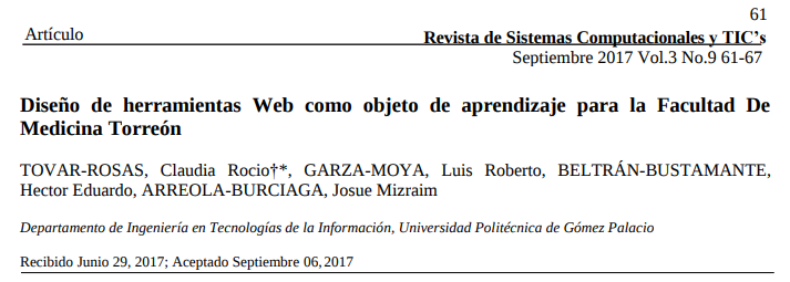 Diseño de herramientas Web como objeto de aprendizaje para la Facultad De Medicina Torreón